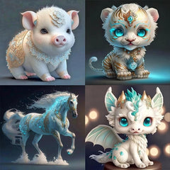 Chinese Zodiac Diamond Art Dragon DIY Full Drill Round Diamond Painting Kit