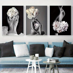 Frameless Flowers Feather Women Painting Canvas Wall Pictures