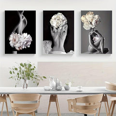 Frameless Flowers Feather Women Painting Canvas Wall Pictures