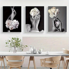 Frameless Flowers Feather Women Painting Canvas Wall Pictures