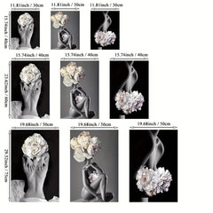 Frameless Flowers Feather Women Painting Canvas Wall Pictures