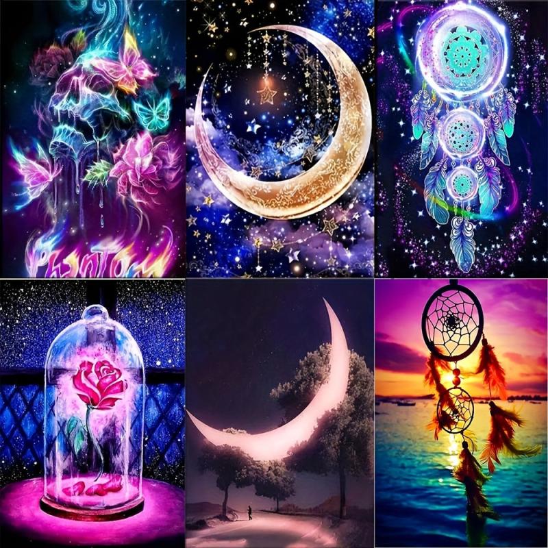 DIY Diamond Painting Moon Rose 7.87inch Hand Home Gift