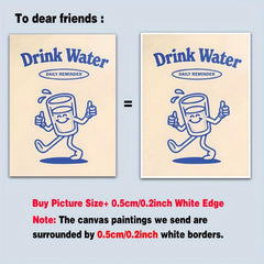 Drink Water Retro Character Cartoon Wall Art Print Pop Home Decor