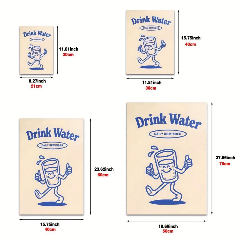 Drink Water Retro Character Cartoon Wall Art Print Pop Home Decor