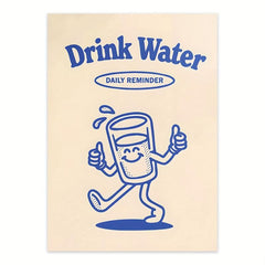 Drink Water Retro Character Cartoon Wall Art Print Pop Home Decor