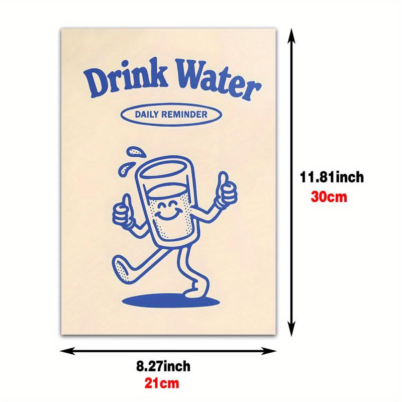 Drink Water Retro Character Cartoon Wall Art Print Pop Home Decor