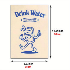 Drink Water Retro Character Cartoon Wall Art Print Pop Home Decor