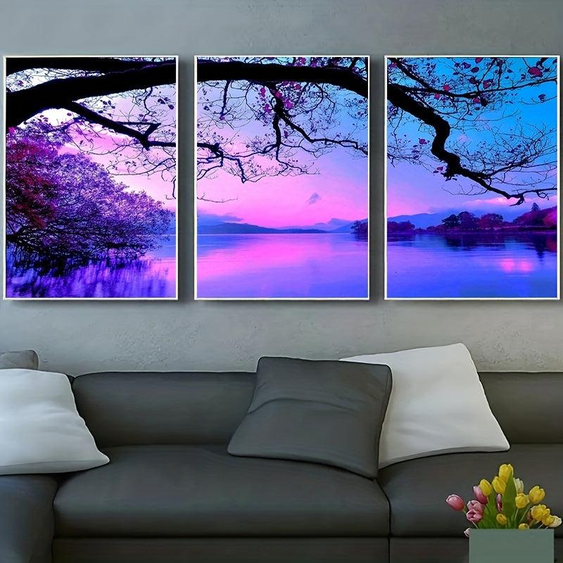 3pcs Cloud Lake Water Tree Canvas Painting Hd Printed Canvas Painting Pictures