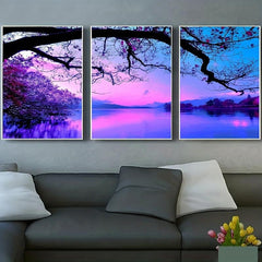 3pcs Cloud Lake Water Tree Canvas Painting Hd Printed Canvas Painting Pictures