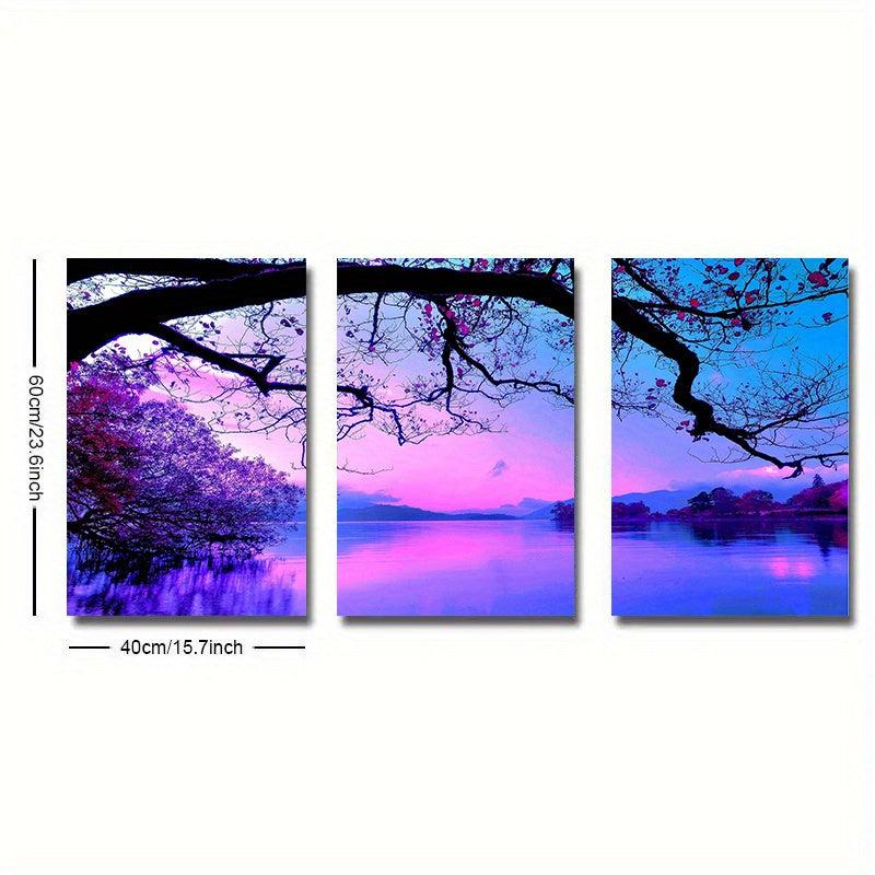 3pcs Cloud Lake Water Tree Canvas Painting Hd Printed Canvas Painting Pictures