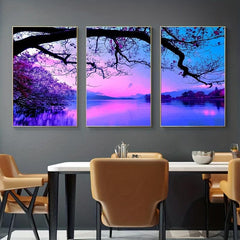 3pcs Cloud Lake Water Tree Canvas Painting Hd Printed Canvas Painting Pictures