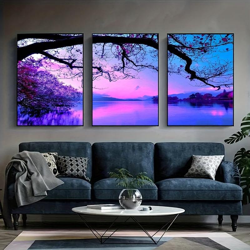 3pcs Cloud Lake Water Tree Canvas Painting Hd Printed Canvas Painting Pictures