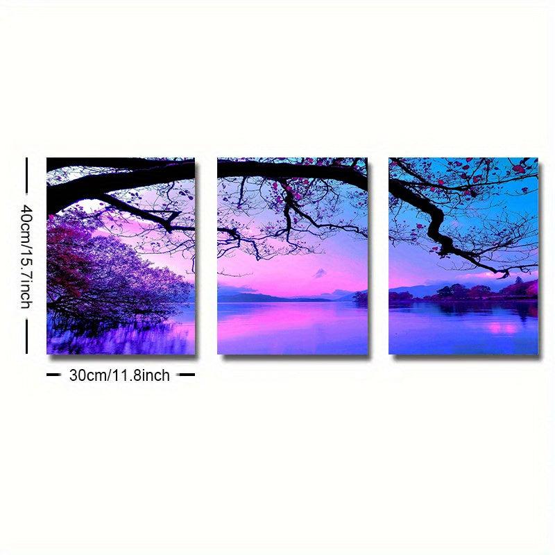 3pcs Cloud Lake Water Tree Canvas Painting Hd Printed Canvas Painting Pictures