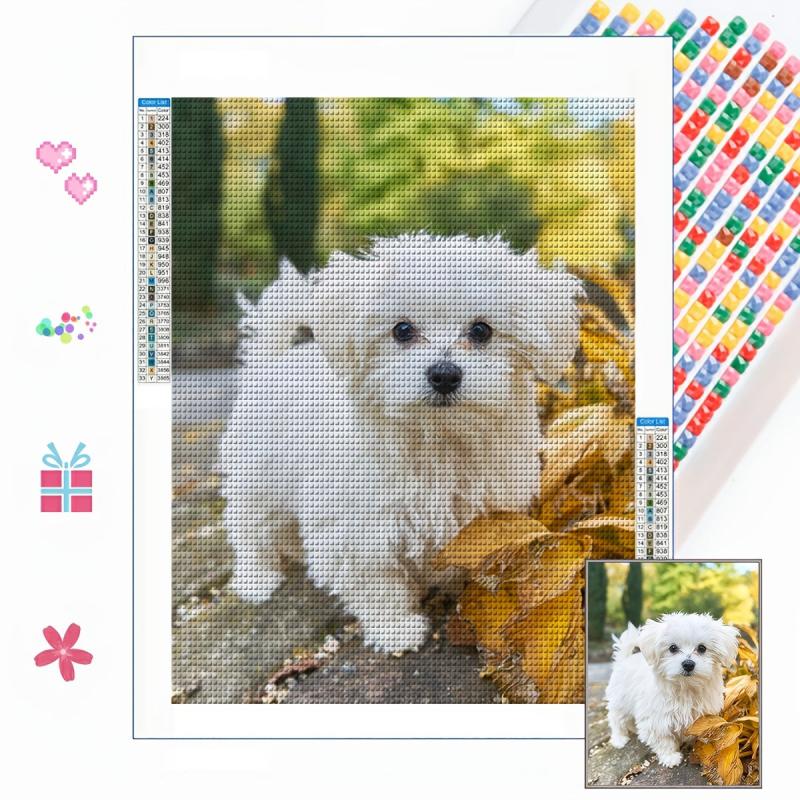 Maple Leaf Dog Diamonds Painting DIY Diamond Art Rhinestone Home Decor