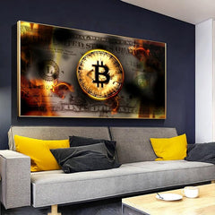 Modern Bitcoin Painting On Canvas Wall Art for Home