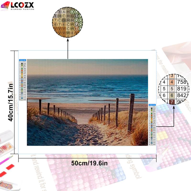 5D DIY Diamond Painting Beach Stumps Full Rhinestones Round Rhinestones