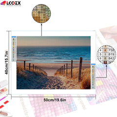 5D DIY Diamond Painting Beach Stumps Full Rhinestones Round Rhinestones