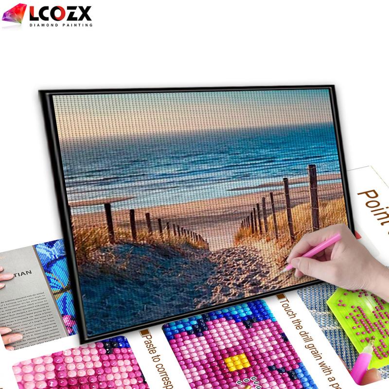 5D DIY Diamond Painting Beach Stumps Full Rhinestones Round Rhinestones