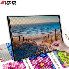 5D DIY Diamond Painting Beach Stumps Full Rhinestones Round Rhinestones