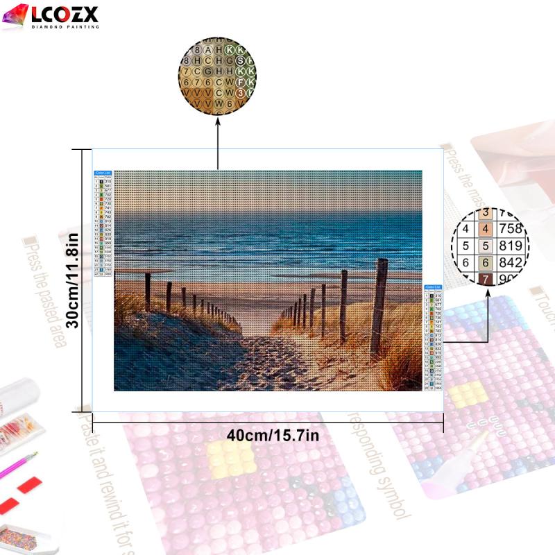 5D DIY Diamond Painting Beach Stumps Full Rhinestones Round Rhinestones