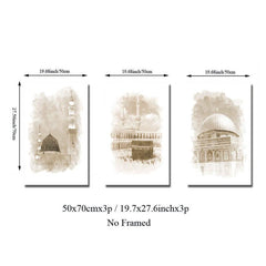 3pcs Canvas Poster Art Mexican Style Building Print Canvas Art Poster