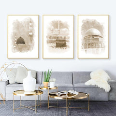 3pcs Canvas Poster Art Mexican Style Building Print Canvas Art Poster