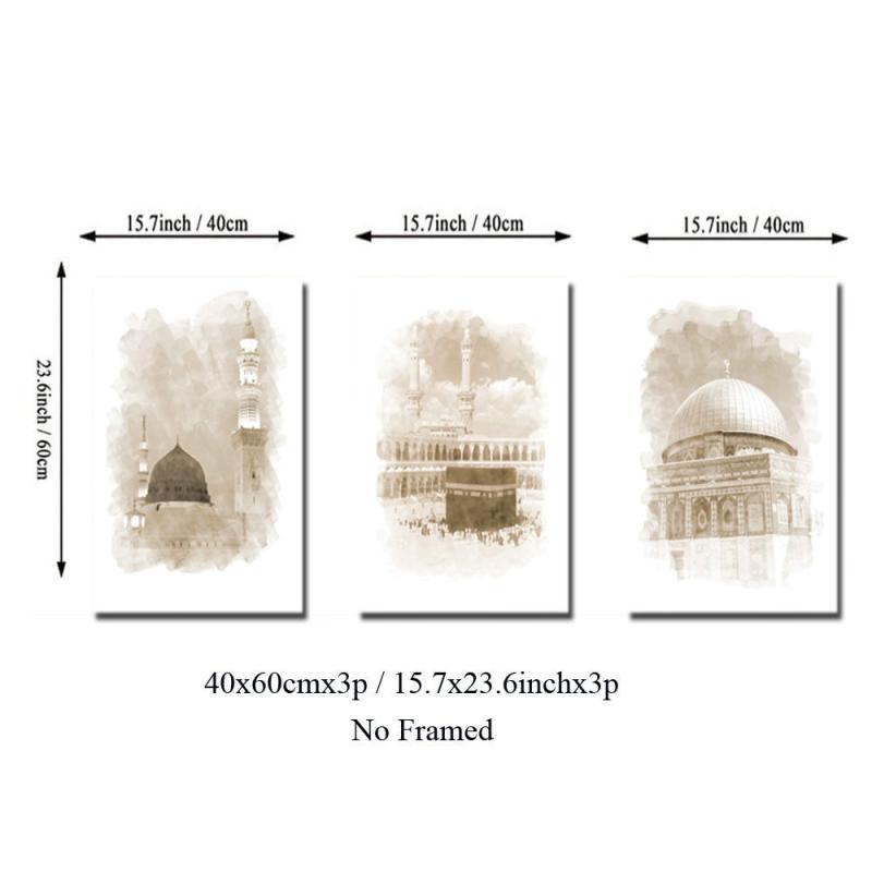 3pcs Canvas Poster Art Mexican Style Building Print Canvas Art Poster