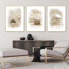 3pcs Canvas Poster Art Mexican Style Building Print Canvas Art Poster