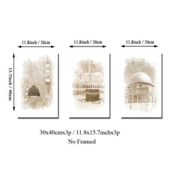 3pcs Canvas Poster Art Mexican Style Building Print Canvas Art Poster