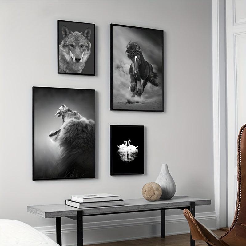 Animal Canvas Painting Wall Art Lion Elephant Horse Posters For Living Room