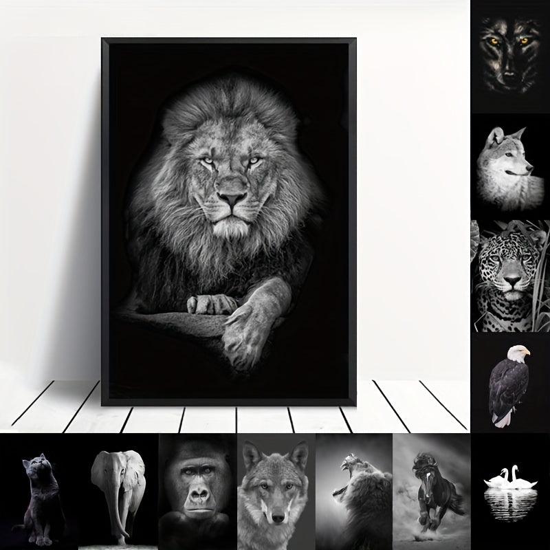 Animal Canvas Painting Wall Art Lion Elephant Horse Posters For Living Room