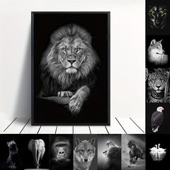 Animal Canvas Painting Wall Art Lion Elephant Horse Posters For Living Room