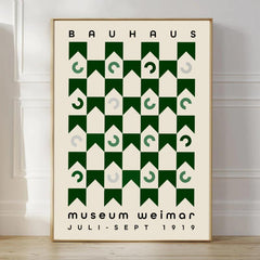 3pcs Abstract Modern Medieval Bauhaus Green Geometric Shapes Wall Art Set