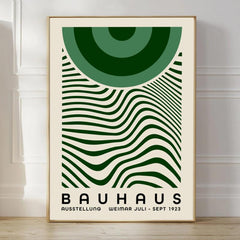 3pcs Abstract Modern Medieval Bauhaus Green Geometric Shapes Wall Art Set