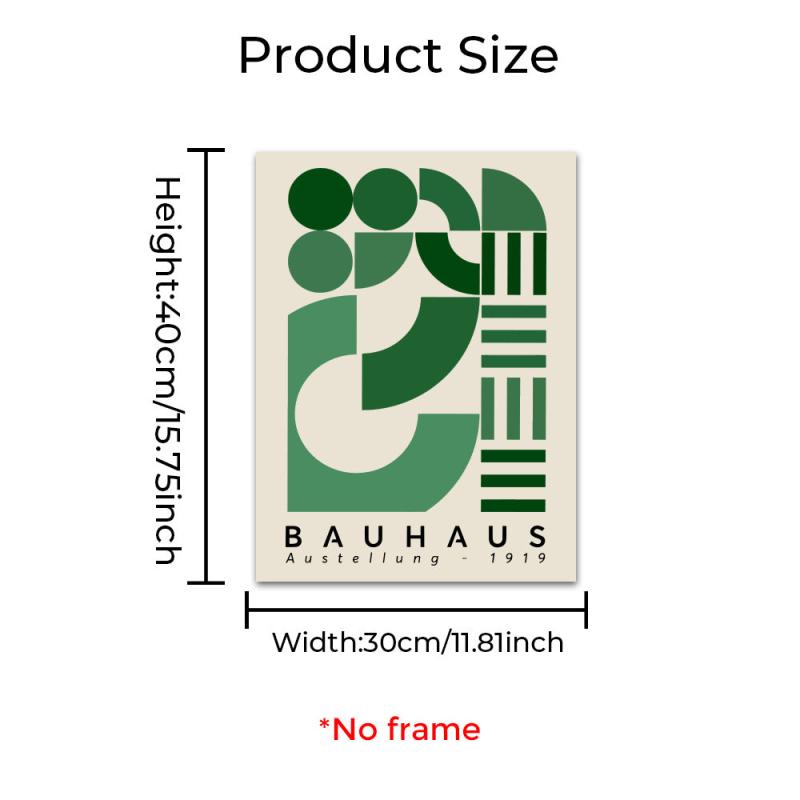 3pcs Abstract Modern Medieval Bauhaus Green Geometric Shapes Wall Art Set