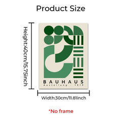 3pcs Abstract Modern Medieval Bauhaus Green Geometric Shapes Wall Art Set