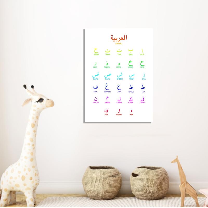 Arabic Alphabet Wall Decor Colorful Print Art Modern Minimalism