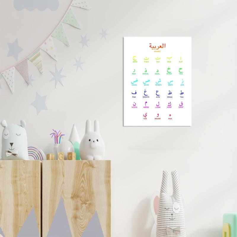 Arabic Alphabet Wall Decor Colorful Print Art Modern Minimalism