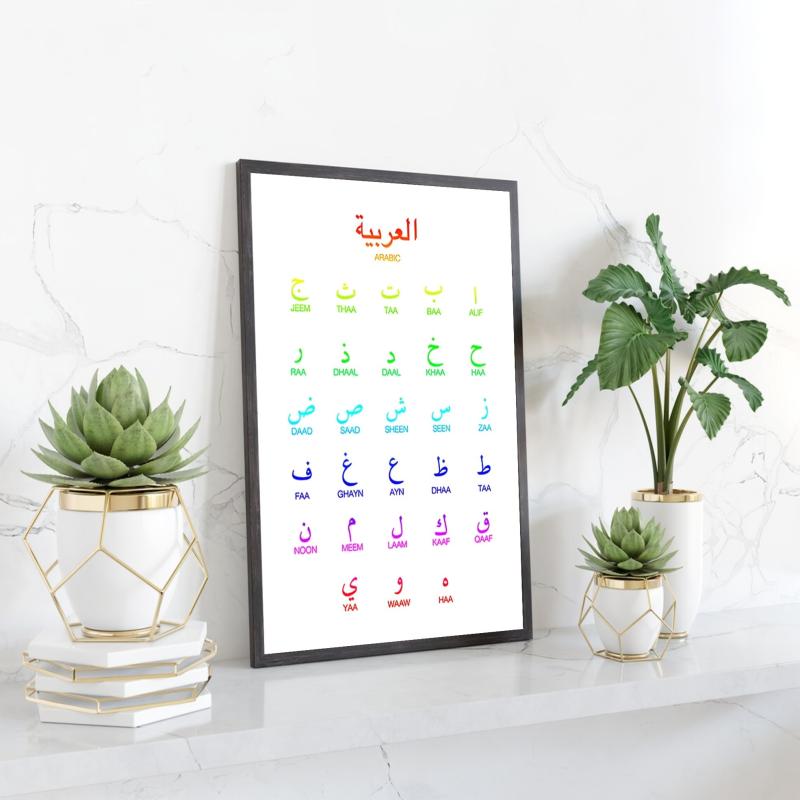 Arabic Alphabet Wall Decor Colorful Print Art Modern Minimalism