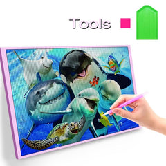 Dolphin Family with Diamonds Painting - Stunning Marine Life Drill Art