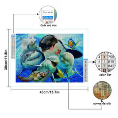 Dolphin Family with Diamonds Painting - Stunning Marine Life Drill Art