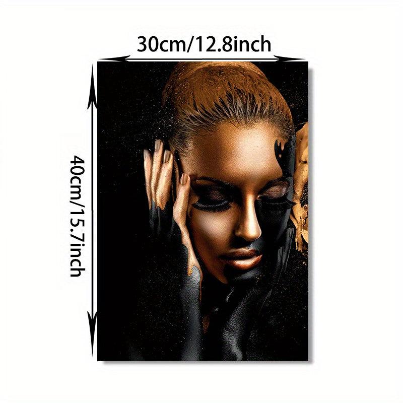 Golden African Art Woman Painting Canvas Wall Picture Living Room Decor Gift