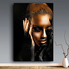 Golden African Art Woman Painting Canvas Wall Picture Living Room Decor Gift