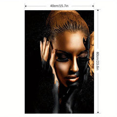 Golden African Art Woman Painting Canvas Wall Picture Living Room Decor Gift