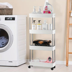 Slim Storage Cart 3-4 Tier Bathroom Rolling Utility Cart