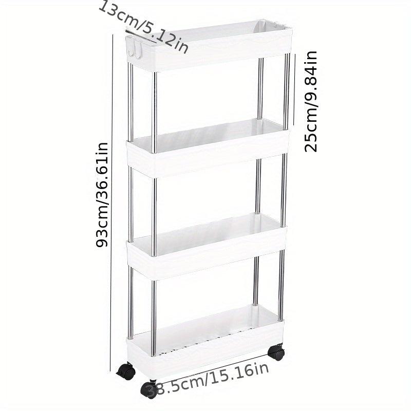Slim Storage Cart 3-4 Tier Bathroom Rolling Utility Cart