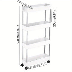 Slim Storage Cart 3-4 Tier Bathroom Rolling Utility Cart