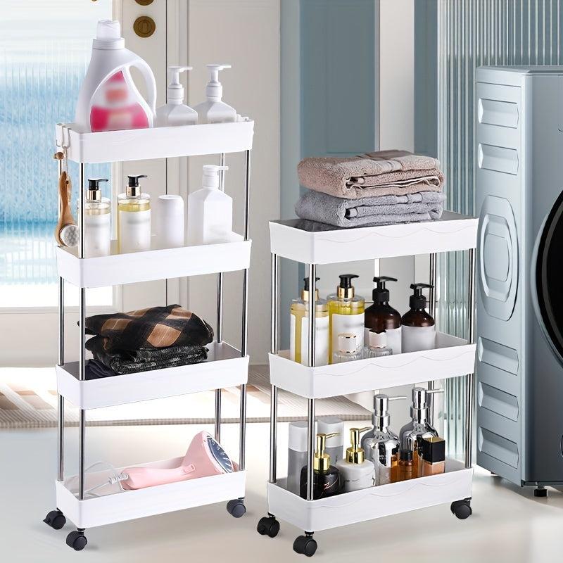 Slim Storage Cart 3-4 Tier Bathroom Rolling Utility Cart