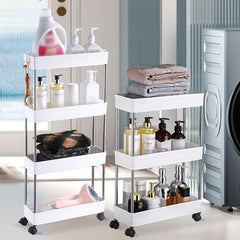 Slim Storage Cart 3-4 Tier Bathroom Rolling Utility Cart