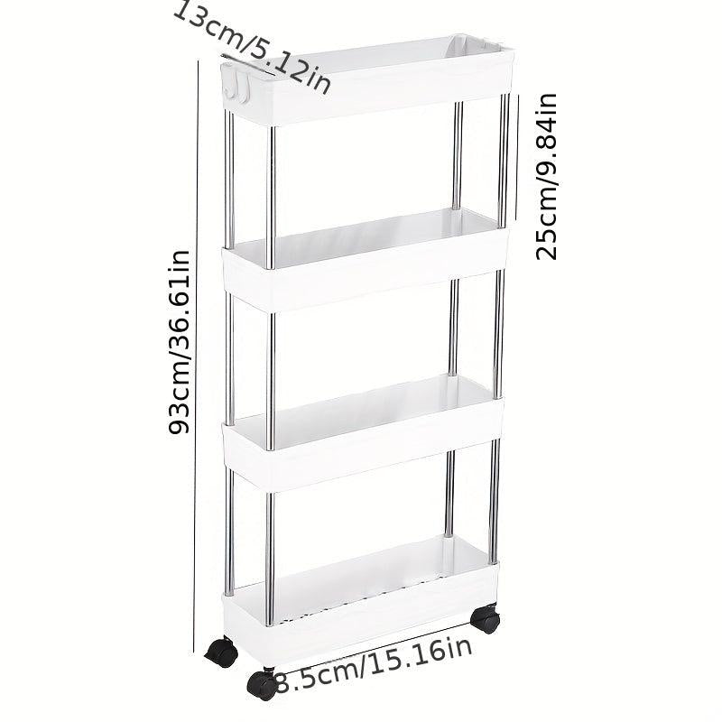 Slim Storage Cart 3-4 Tier Bathroom Rolling Utility Cart